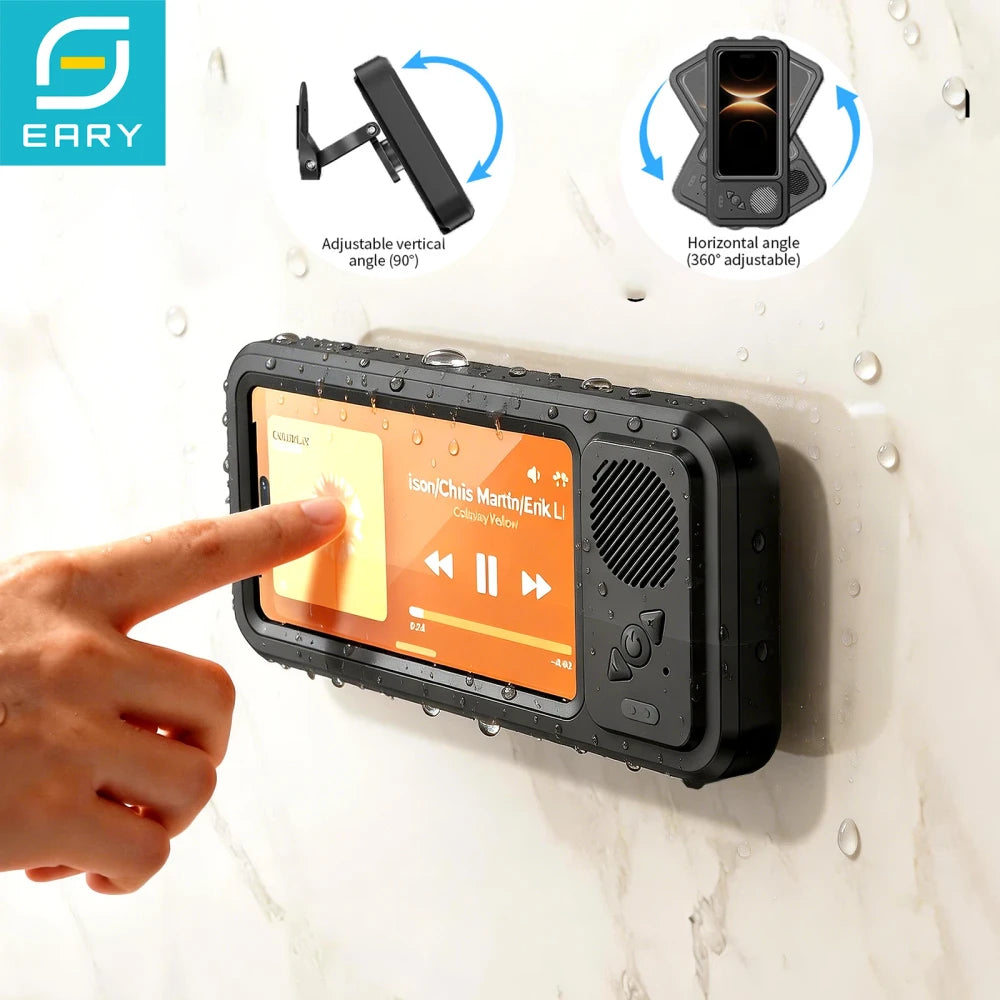 Waterproof Shower Phone Holder with Bluetooth Speaker