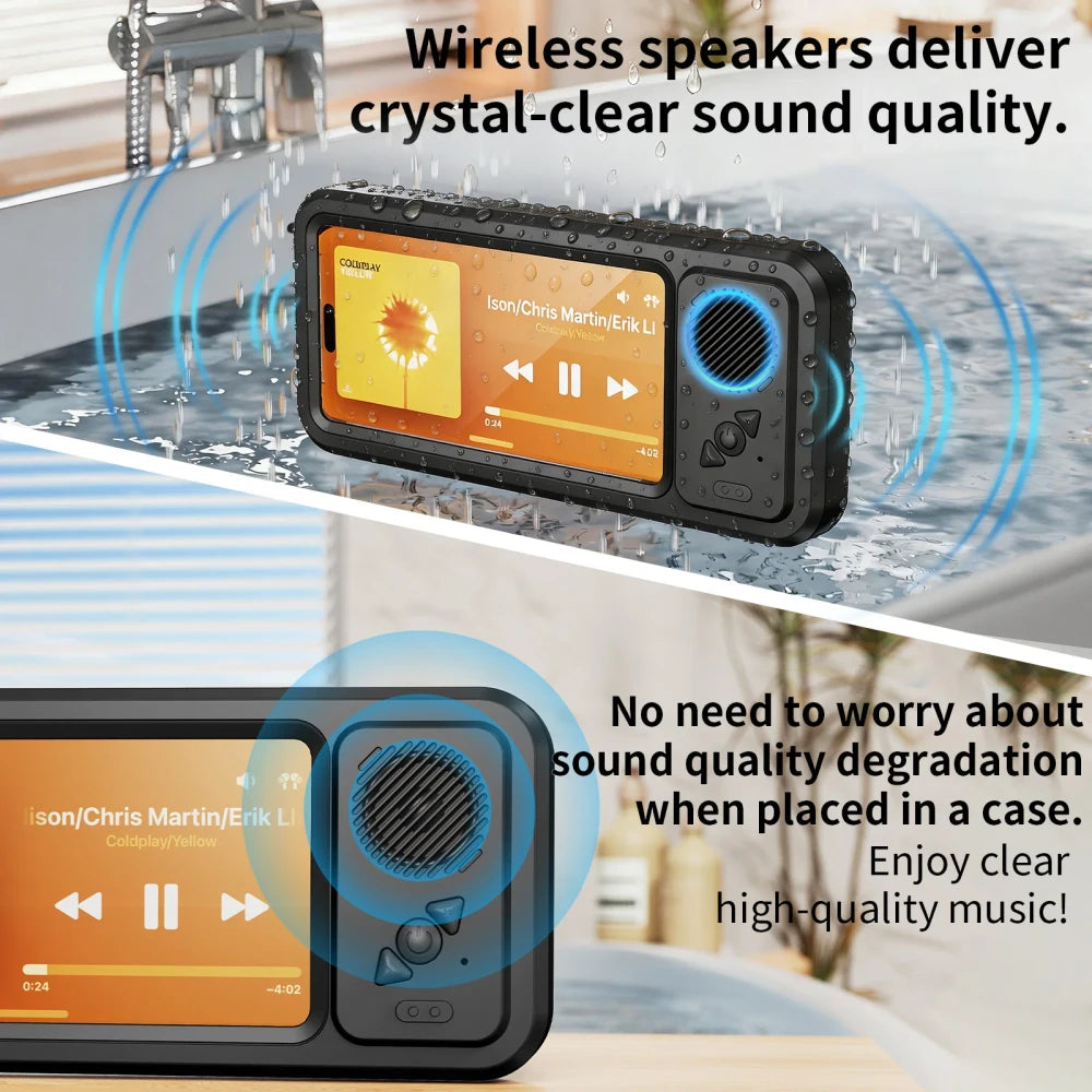 Waterproof Shower Phone Holder with Bluetooth Speaker