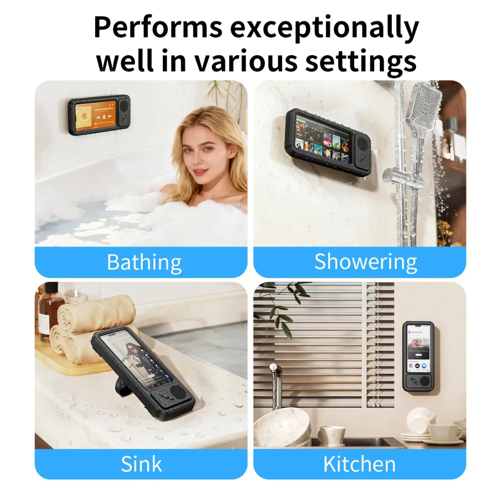Waterproof Shower Phone Holder with Bluetooth Speaker
