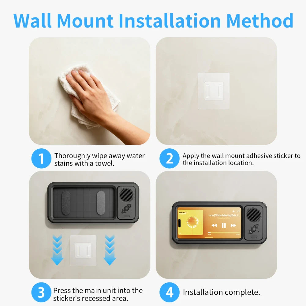 Waterproof Shower Phone Holder with Bluetooth Speaker