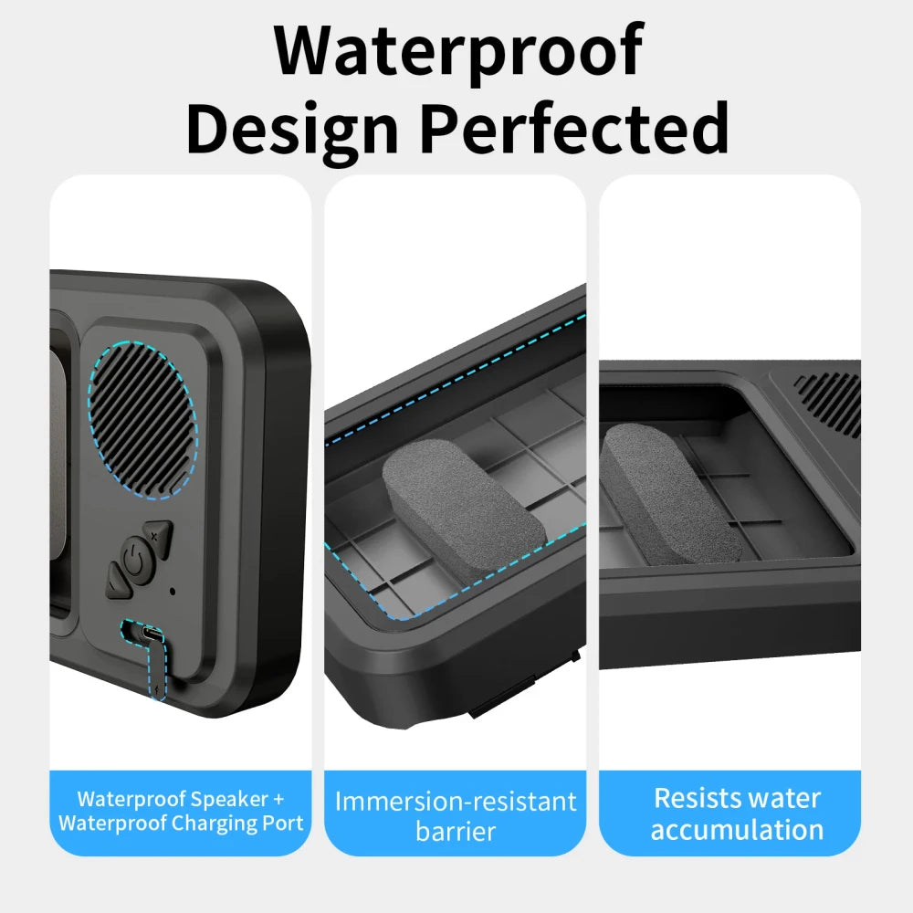 Waterproof Shower Phone Holder with Bluetooth Speaker